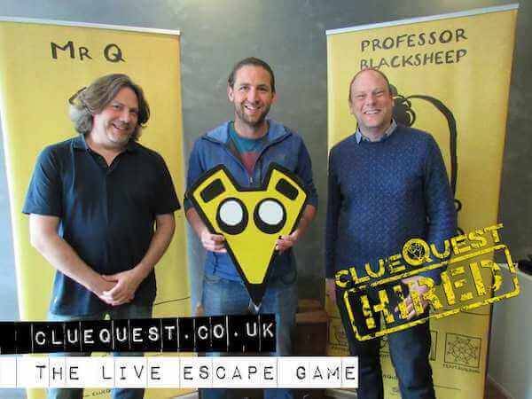 Go Free Range celebrate escaping the ClueQuest escape room