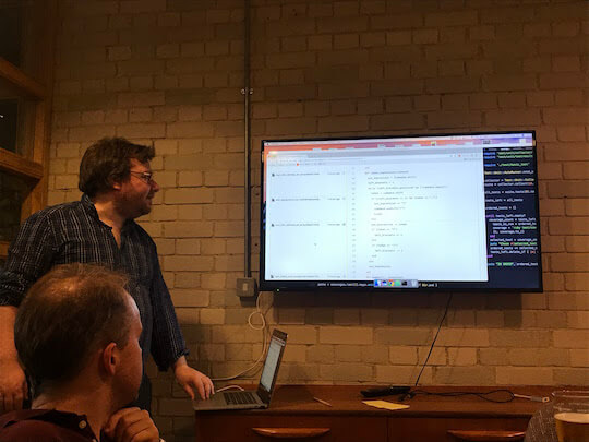 Ben G showing an extracted git history at Show & Tell 33