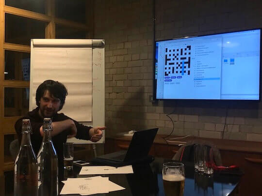 Chris Z demonstrating his multiplayer crossword