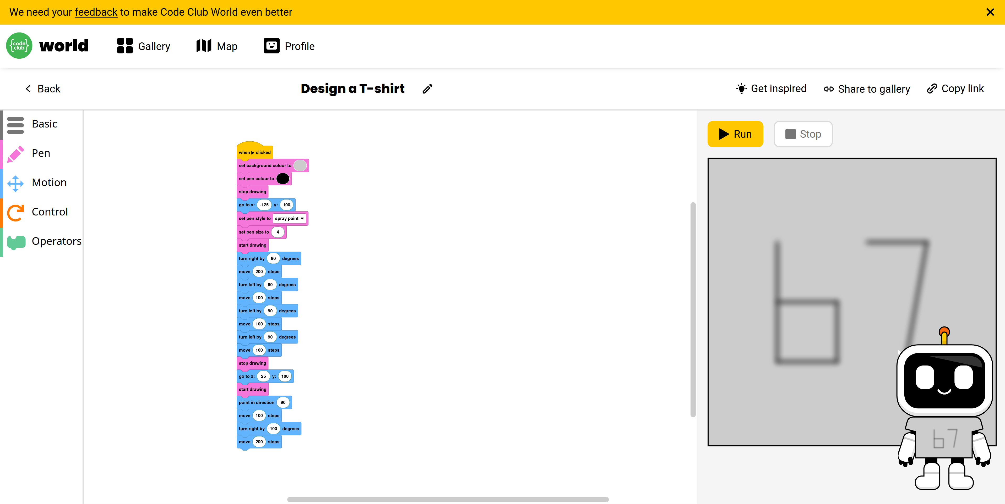 6-7 T-shirt design from Code Club World